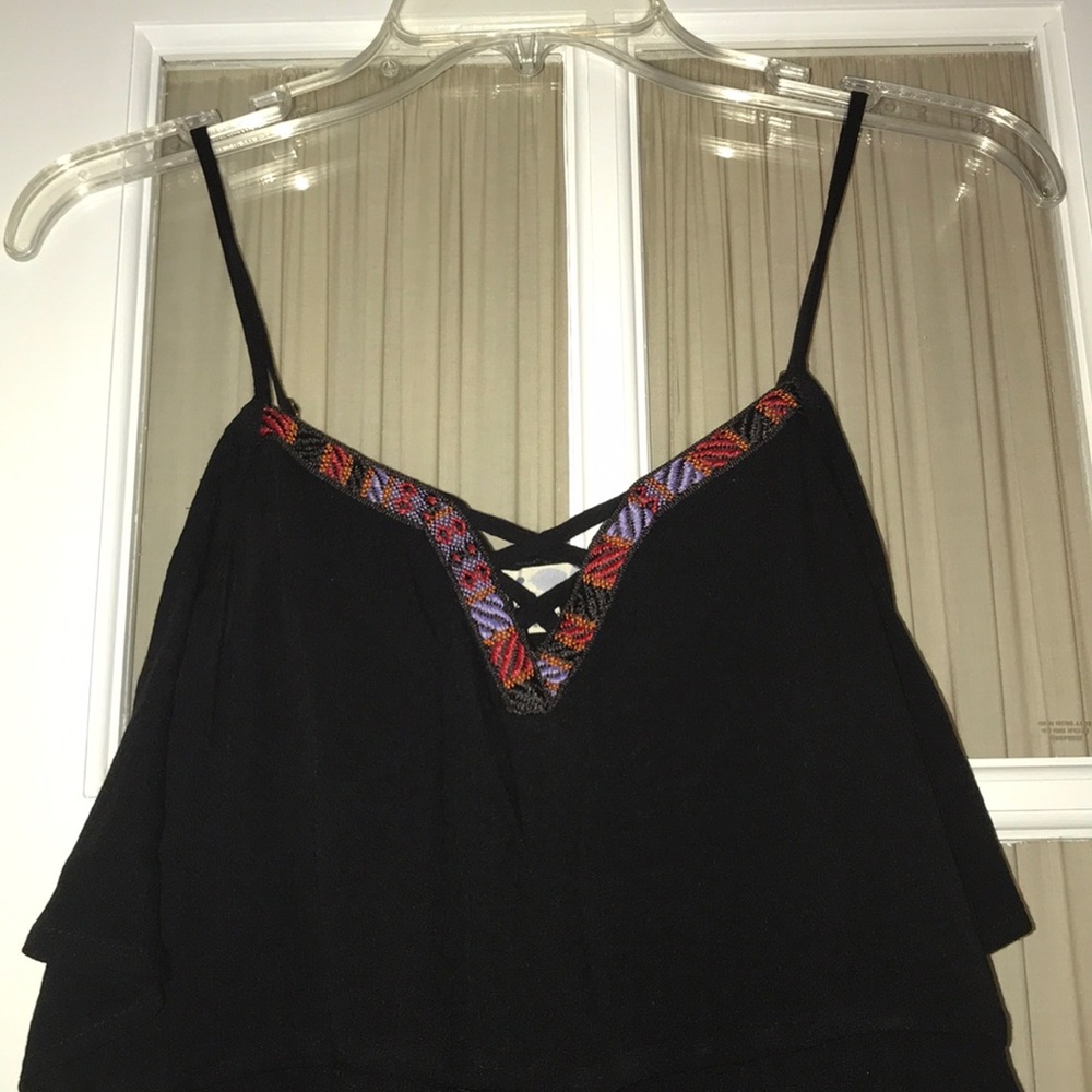 Jolt black romper w/ embroidered neckline size XS